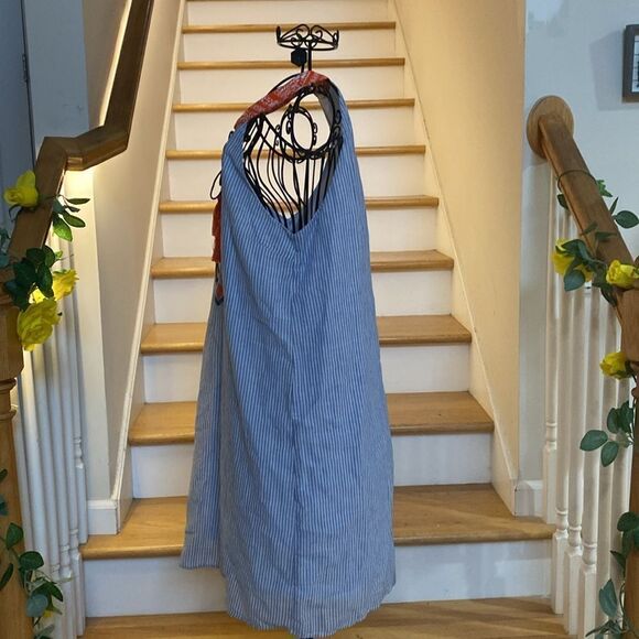 🌸 The Impeccable Pig Striped Blue White Embroidered Sleeveless Dress 🌸✨ - Picture 8 of 14